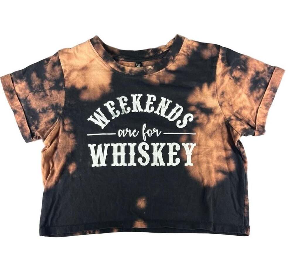 Weekends are for Whiskey Womens Tie-Dye Crop Top
